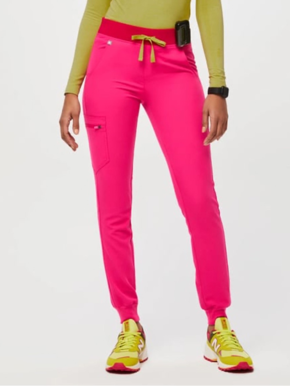 FIGS Zamora High-Rise Jogger Scrub Pants Shocking Pink Barbie Elle woods LE XS